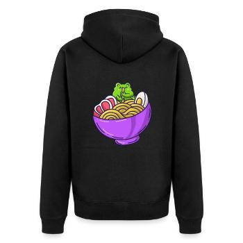 Ramen Noodles Japan Food Frosch Nudelsupppe - Unisex Premium Bio Zip Hoodie - Schwarz - Hinten - Nico (187cm)
