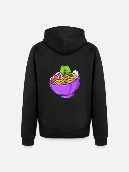 Ramen Nuudelit Japani Ruoka Sammakko Nuudelikeitto - Premium unisex luomu-huppari vetoketjulla - musta