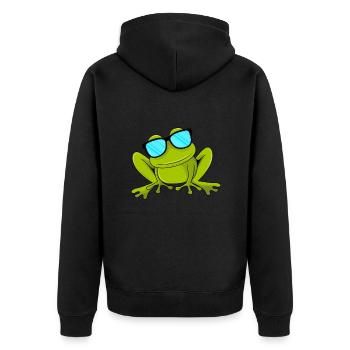 Lustiger Frosch mit Sonnenbrille Kinder Kröte - Unisex Premium Bio Zip Hoodie - Schwarz - Hinten - Nico (187cm)