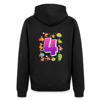 4ème anniversaire fille 4 ans - Veste à capuche bio Premium Unisexe - noir - Dos - Nico (187cm)