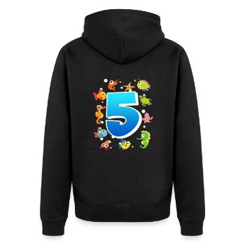 5th birthday boy 5 years - Unisex Premium Organic Zip Hoodie - black - Back - Nico (187cm)
