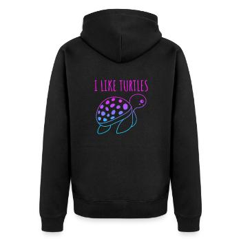 I like Turtle's cute turtle - Unisex Premium Organic Zip Hoodie - black - Back - Nico (187cm)