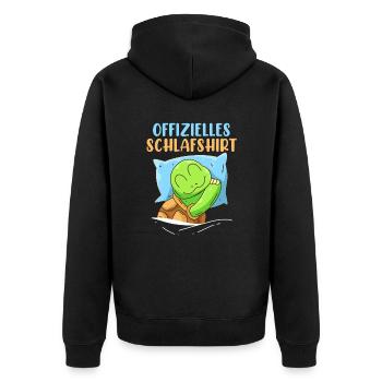 Offizielles Schildkröten Schlafshirt - Unisex Premium Bio Zip Hoodie - Schwarz - Hinten - Nico (187cm)