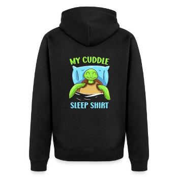 Mein Kuschel Schlafshirt Schildkröte Schlaf - Unisex Premium Bio Zip Hoodie - Schwarz - Hinten - Nico (187cm)
