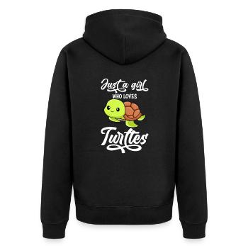 Fille qui aime les tortues enfants filles - Veste à capuche bio Premium Unisexe - noir - Dos - Nico (187cm)