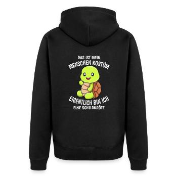 Menschen Kostüm ich bin eine Schildkröte - Unisex Premium Bio Zip Hoodie - Schwarz - Hinten - Nico (187cm)