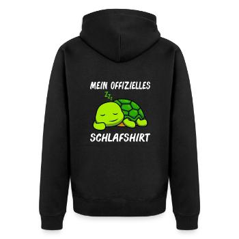 Mein offizielles Schlafshirt Schildkröte - Unisex Premium Bio Zip Hoodie - Schwarz - Hinten - Nico (187cm)