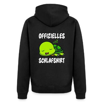 Offizielles Schildkröten Schlafshirt Schlaf - Unisex Premium Bio Zip Hoodie - Schwarz - Hinten - Nico (187cm)