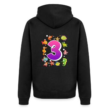 3. Geburtstag Mädchen 3 Jahre - Unisex Premium Bio Zip Hoodie - Schwarz - Hinten - Nico (187cm)
