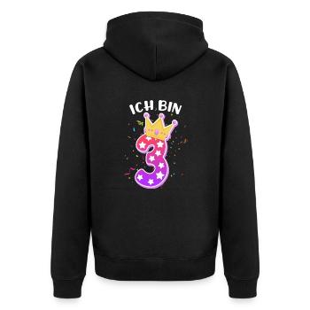 Ich bin 3 Jahre 3. Geburtstag Mädchen - Unisex Premium Bio Zip Hoodie - Schwarz - Hinten - Nico (187cm)