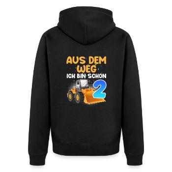 Aus dem Weg ich bin schon 2 Jahre 2. Geburtstag - Unisex Premium Bio Zip Hoodie - Schwarz - Hinten - Nico (187cm)