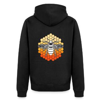 Biene auf Bienenwaben Imker - Unisex Premium Bio Zip Hoodie - Schwarz - Hinten - Nico (187cm)