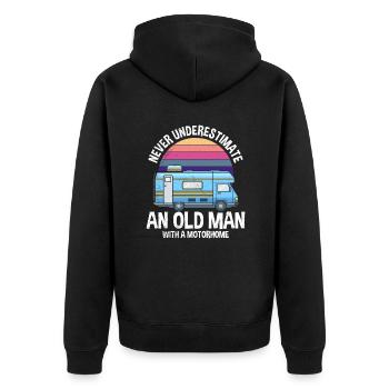 Old Man with Motorhome Papa Grandpa Pensioner Camper - Unisex Premium Organic Zip Hoodie - black - Back - Nico (187cm)