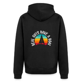 Echte Kerle fahren Boot Kapitän Männer - Unisex Premium Bio Zip Hoodie - Schwarz - Hinten - Nico (187cm)