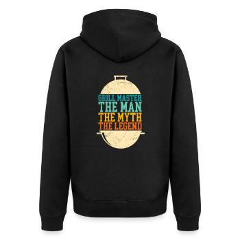Frill Master Papa the Man of Myth the Legend - Unisex Premium Organic Zip Hoodie - black - Back - Nico (187cm)