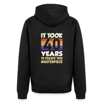 Herren 40. Geburtstag 40 Papa - Unisex Premium Bio Zip Hoodie - Schwarz - Hinten - Nico (187cm)