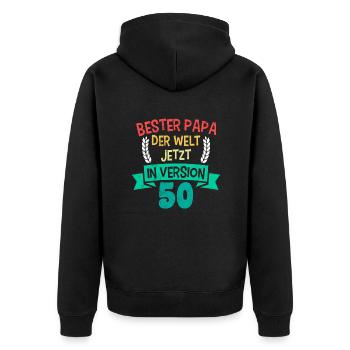 50. Geburtstag Papa 50 Jahre - Unisex Premium Bio Zip Hoodie - Schwarz - Hinten - Nico (187cm)