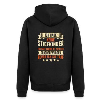 Bonus Papa - Unisex Premium Bio Zip Hoodie - Schwarz - Hinten - Nico (187cm)