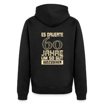 60. Geburtstag Männer Papa Geburtstag 60 - Unisex Premium Bio Zip Hoodie - Schwarz - Hinten - Nico (187cm)