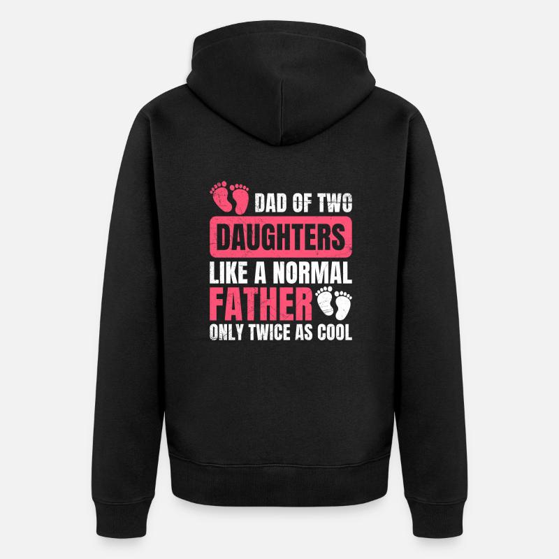 Papa 2 filles - Veste à capuche bio Premium Unisexe - noir