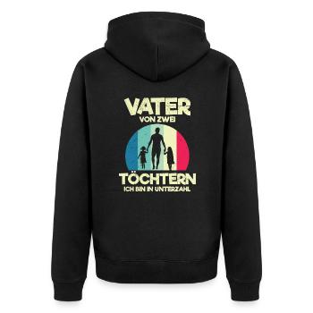 Papa 2 Kinder Papa 2 Töchter - Unisex Premium Bio Zip Hoodie - Schwarz - Hinten - Nico (187cm)