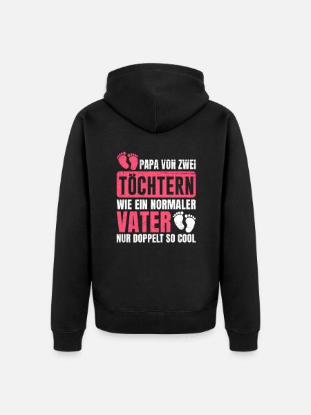 Papa 2 Töchter - Unisex Premium Bio Zip Hoodie - Schwarz