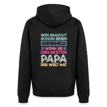 Bester Papa der Welt Tochter Vater - Unisex Premium Bio Zip Hoodie - Schwarz - Hinten - Nico (187cm)