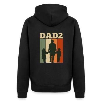 Vater 2 Kinder Papa 2 Söhn 2 Töchter Herren - Unisex Premium Bio Zip Hoodie - Schwarz - Hinten - Nico (187cm)