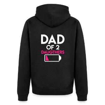 Vater 2 Töchter Papa 2 Kinder - Unisex Premium Bio Zip Hoodie - Schwarz - Hinten - Nico (187cm)