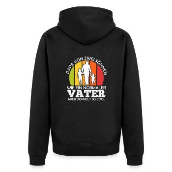 Papa 2 Kinder Vater 2 Söhne - Unisex Premium Bio Zip Hoodie - Schwarz - Hinten - Nico (187cm)