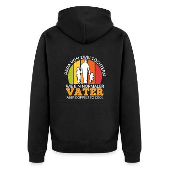 Papa 2 Kinder Vater 2 Töchter - Unisex Premium Bio Zip Hoodie - Schwarz - Hinten - Nico (187cm)
