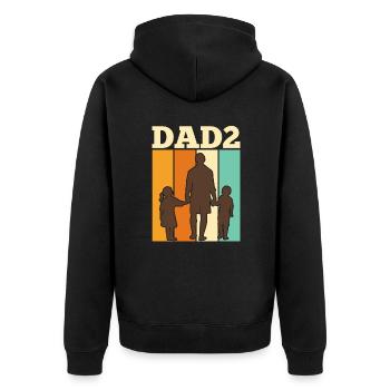 Vater 2 Kinder Papa 2 Söhn 2 Töchter Herren - Unisex Premium Bio Zip Hoodie - Schwarz - Hinten - Nico (187cm)