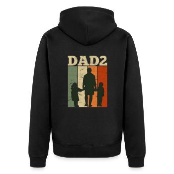 Père 2 Enfants Papa 2 Fils 2 Filles Messieurs - Veste à capuche bio Premium Unisexe - noir - Dos - Nico (187cm)