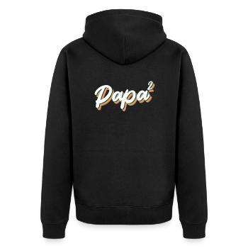 Papa 2 Kinder 2 Töchter 2 Söhne Vater - Unisex Premium Bio Zip Hoodie - Schwarz - Hinten - Nico (187cm)