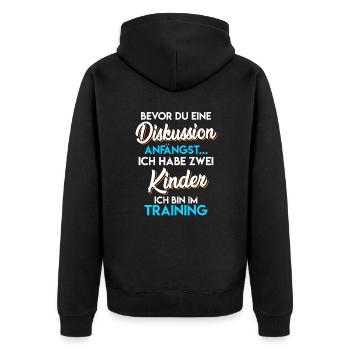 Vater 2 Kinder Papa 2 Kinder - Unisex Premium Bio Zip Hoodie - Schwarz - Hinten - Nico (187cm)