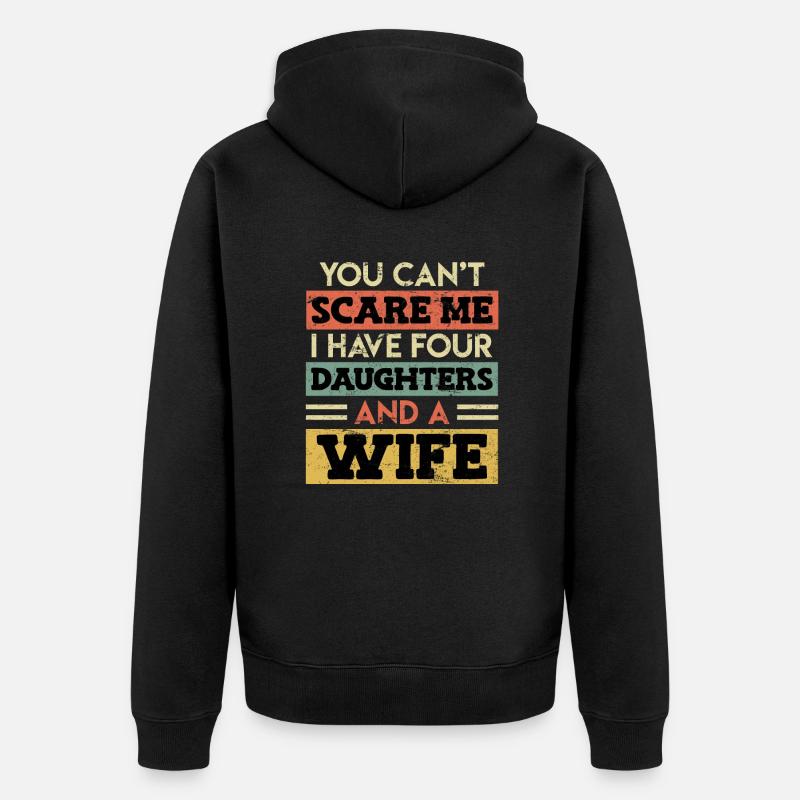Vater 4 Töchter Papa - Unisex Premium Bio Zip Hoodie - Schwarz