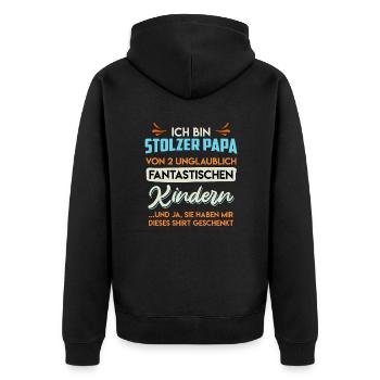 Papa 2 Kinder Papa 2 Töchter 2 Söhne Vater - Unisex Premium Bio Zip Hoodie - Schwarz - Hinten - Nico (187cm)