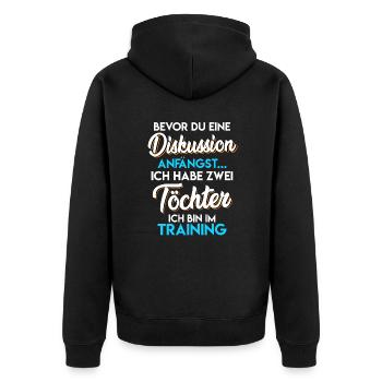 Vater 2 Söhn Papa 2 Kinder - Unisex Premium Bio Zip Hoodie - Schwarz - Hinten - Nico (187cm)