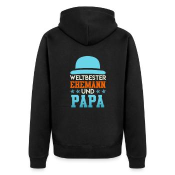 Weltbester Ehemann und Vater Papa - Unisex Premium Bio Zip Hoodie - Schwarz - Hinten - Nico (187cm)