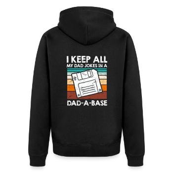 Keep my Jokes in a Dad-a-base Papa Witze - Unisex Premium Organic Zip Hoodie - black - Back - Nico (187cm)