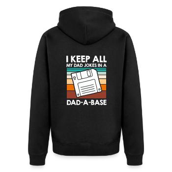 Keep my Jokes in a Dad-a-base Papa Witze - Unisex Premium Organic Zip Hoodie - black - Back - Nico (187cm)