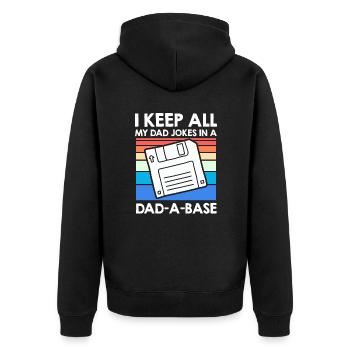 Keep my Jokes in a Dad-a-base Papa Witze - Unisex Premium Organic Zip Hoodie - black - Back - Nico (187cm)