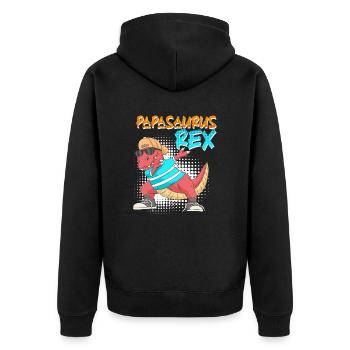 Papasaurus Rex Vater Papa - Unisex Premium Bio Zip Hoodie - Schwarz - Hinten - Nico (187cm)