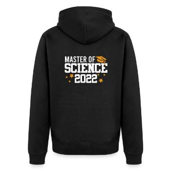 Master of Science 2022 Master Abschluss 2022 - Unisex Premium Bio Zip Hoodie - Schwarz - Hinten - Nico (187cm)