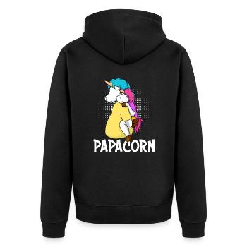 Papacorn Père Licorne Fille Papa - Veste à capuche bio Premium Unisexe - noir - Dos - Nico (187cm)