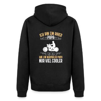 Biker Papa Motorrad Vater Motorrad Fahrer - Unisex Premium Bio Zip Hoodie - Schwarz - Hinten - Nico (187cm)