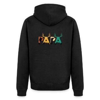 Jagd Papa Jäger - Unisex Premium Bio Zip Hoodie - Schwarz - Hinten - Nico (187cm)