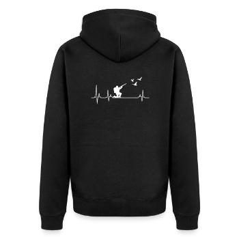 Jäger Herzschlag Entenjagd - Unisex Premium Bio Zip Hoodie - Schwarz - Hinten - Nico (187cm)