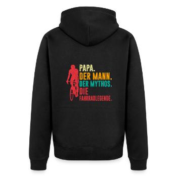 Papa der Mann der Mythos die Fahrradlegende - Unisex Premium Bio Zip Hoodie - Schwarz - Hinten - Nico (187cm)