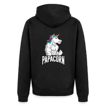 Papacorn Licorne Père-à-être Papa - Veste à capuche bio Premium Unisexe - noir - Dos - Nico (187cm)